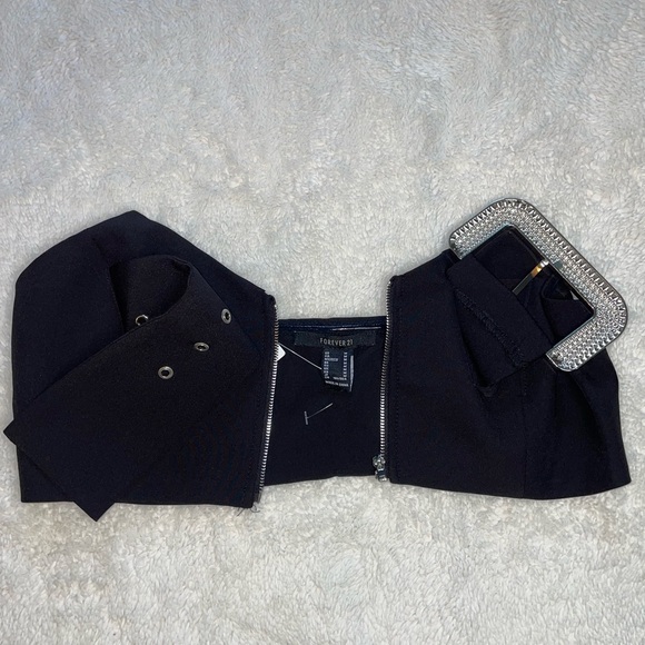 Forever 21 Black Strapless Rhinestone Belted Tube Top - Picture 2 of 7